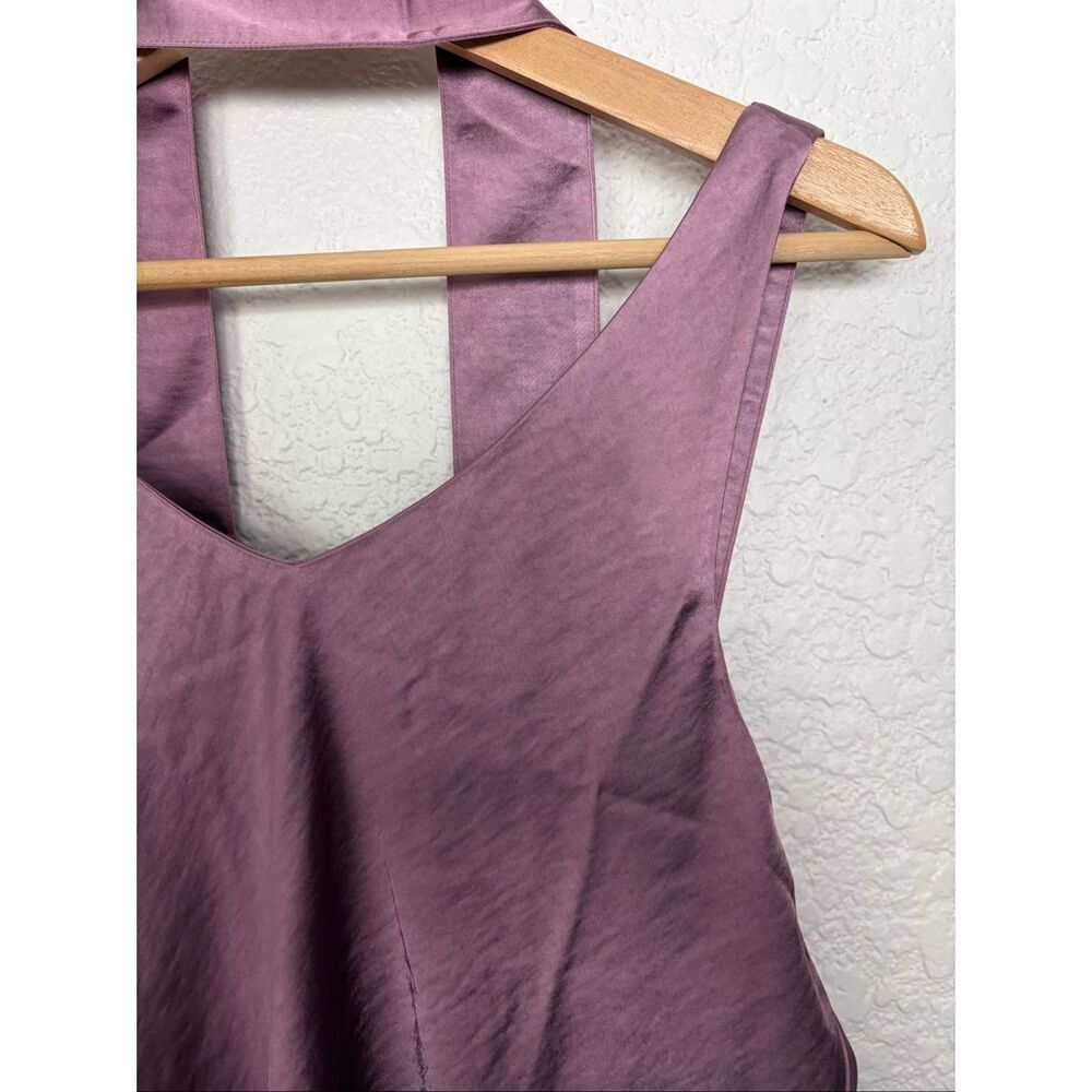 Wildfang “Empower” Satin Cami Halter Scarf Neck Tie Back Mauve M NWT - Picture 6 of 12